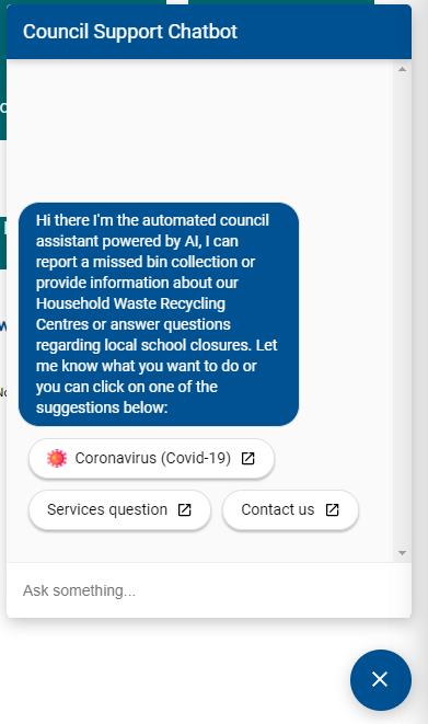 Council chat interface Council support chatbot interface