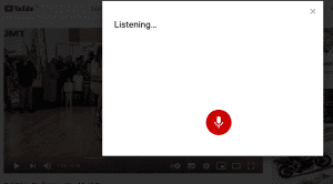 YouTube voice search screen