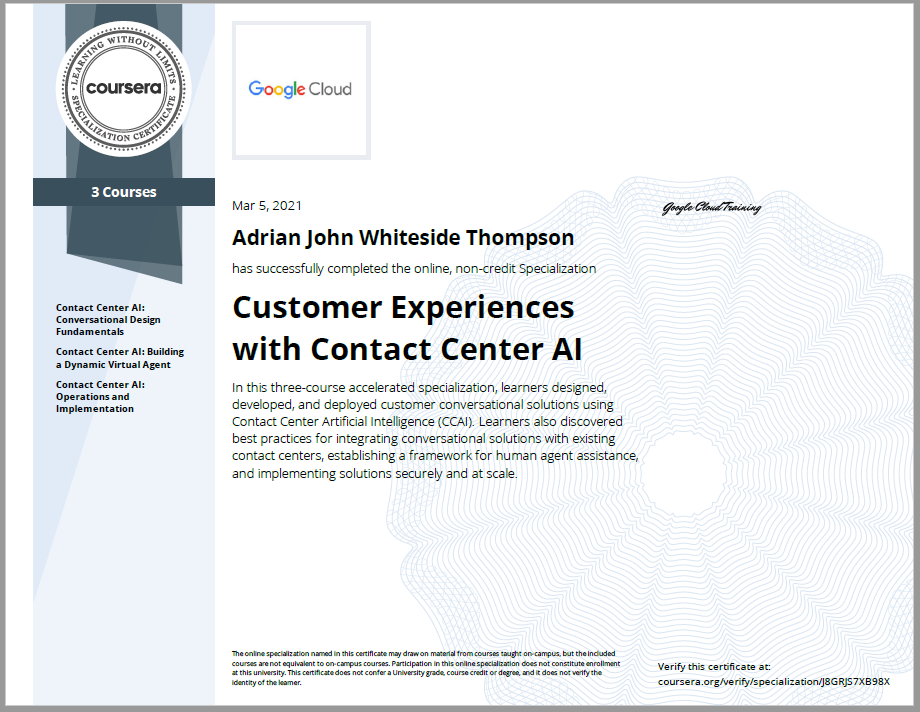 Customer experiences with contact centre AI certification