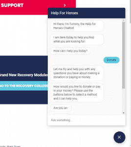 Tommy, Help For Heroes Chatbot